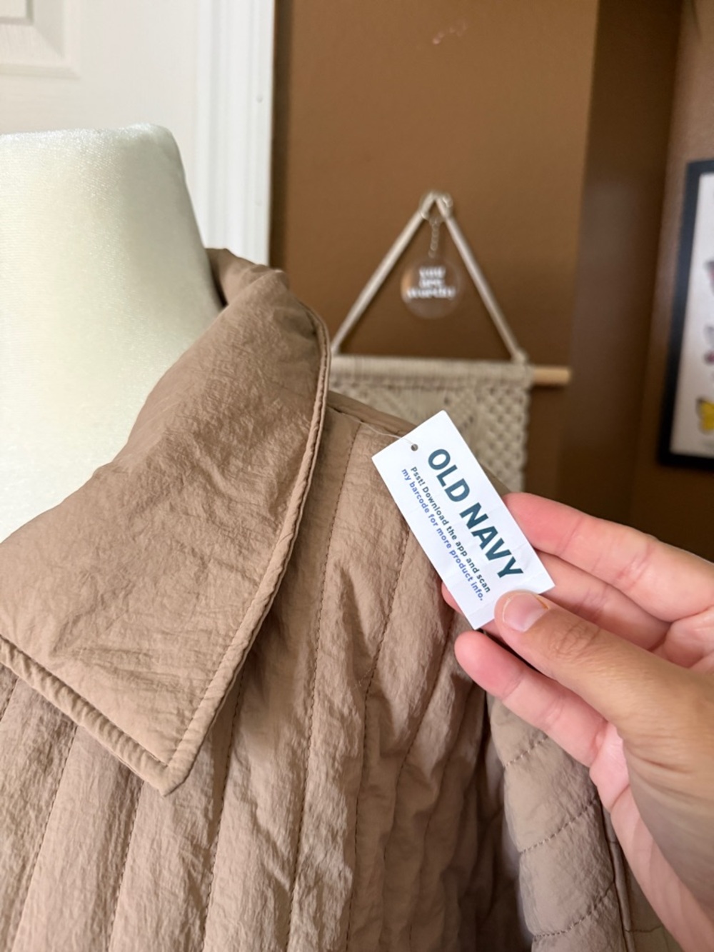 NWT Old Navy Quilted Lightweight Puffer Tan Oversized Snap-Front Jacket / XXL - Picture 2 of 10